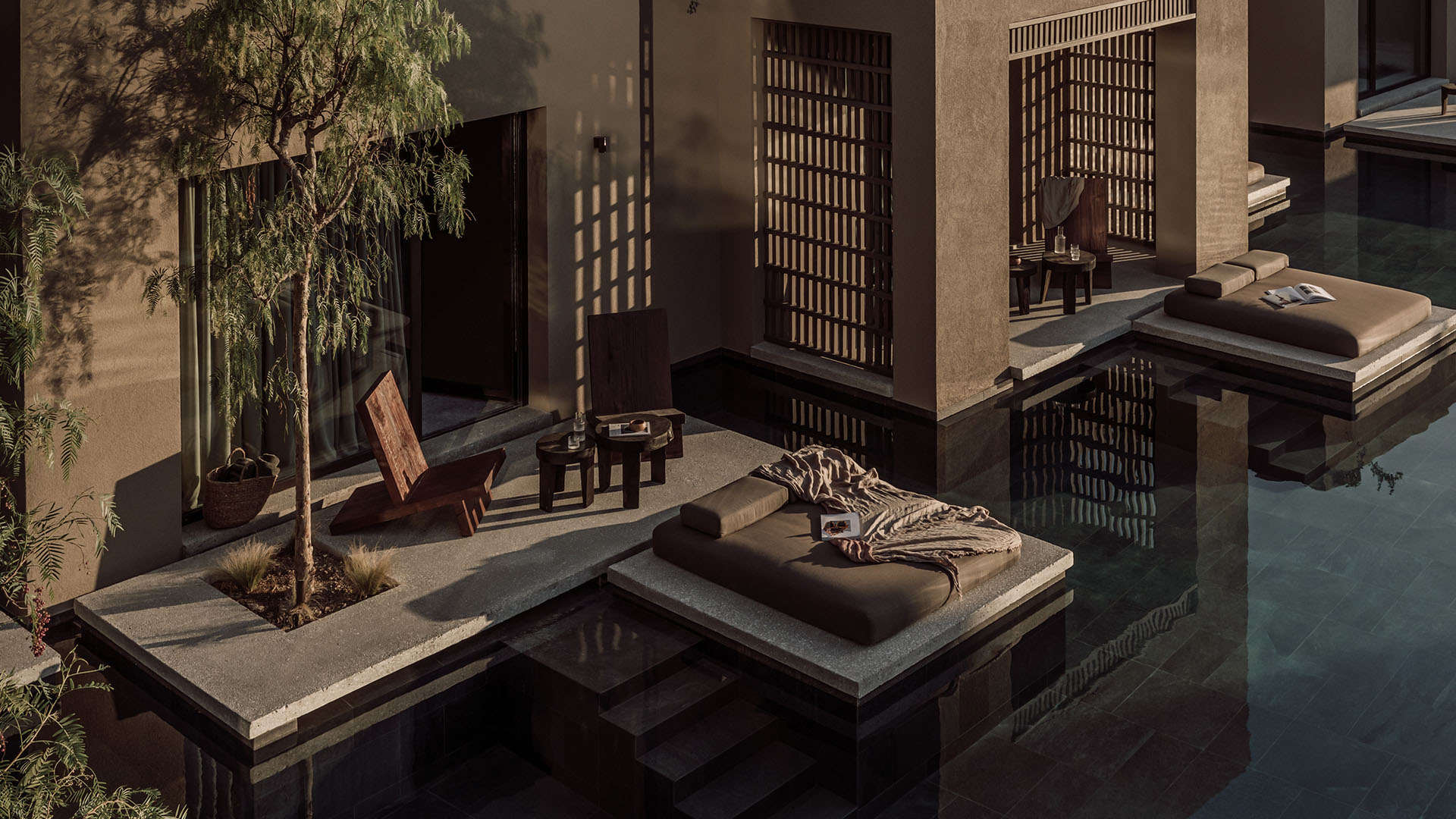 Casa Cook private pool terrace with natural materials and quiet atmosphere